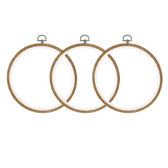 3 Packs 8 Inch Embroidery Hoop Frame Set, Round Circle Imitated Wood Display Frame, Cross Stitch Hoops for Art Craft Sewing and Hanging