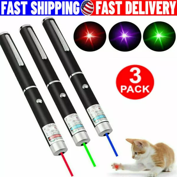 3 Packs 900Mile Cat Teasing Pen Green Red Bluish Violet Light Visible Beam Lazer