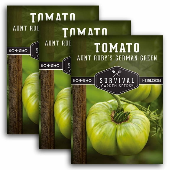 3 packs Aunt Ruby's German Green Tomato Seeds - Non-GMO Heirloom Full Sun Annual Vegetable