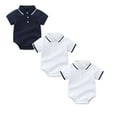 thumbnail image 1 of 3 Packs Baby Boy Clothes Newborn Bodysuit Cotton Collar Base Onesie Pajamas Preemie Sleepers, 1 of 7