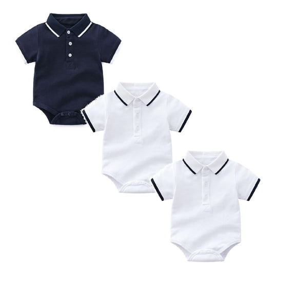3 Packs Baby Boy Clothes Newborn Bodysuit Cotton Collar Base Onesie Pajamas Preemie Sleepers