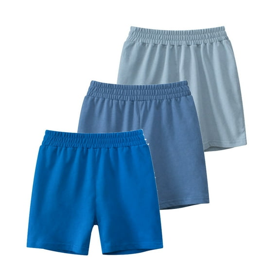 3 Packs Baby Boys Elastic Waist Shorts Solid Kids Cotton Shorts Multicolor 2-8 Years Toddler Short Pants