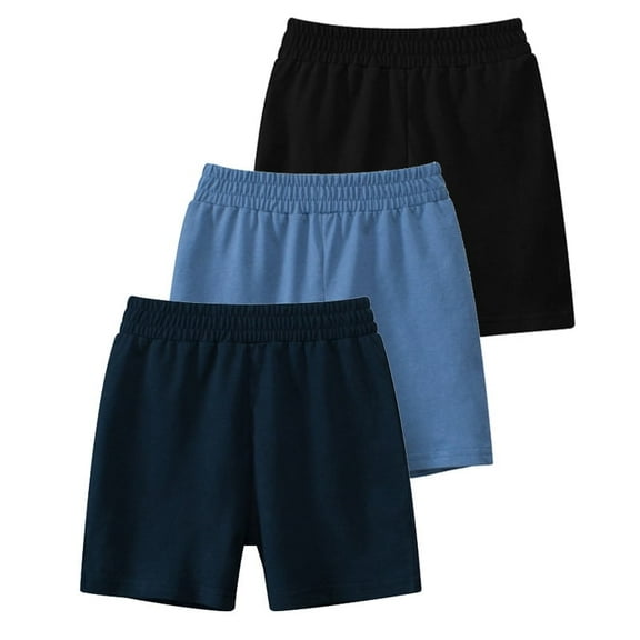 3 Packs Baby Boys Elastic Waist Shorts Solid Kids Cotton Shorts Multicolor 2-8 Years Toddler Short Pants