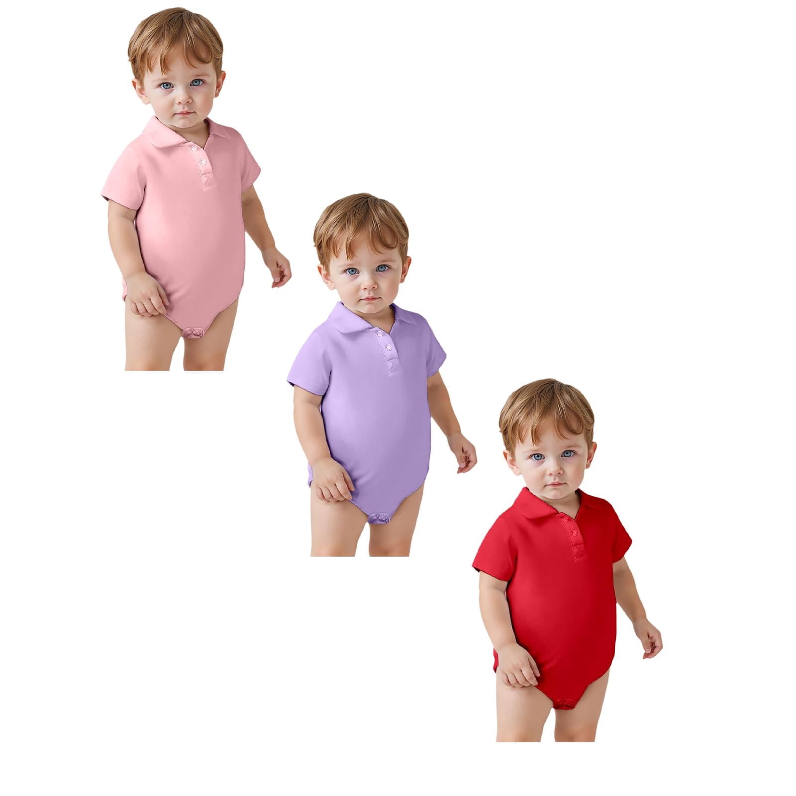 3 Packs Baby Boy Clothes Baby Bodysuit Summer Outfit Soft Collar Romper ...