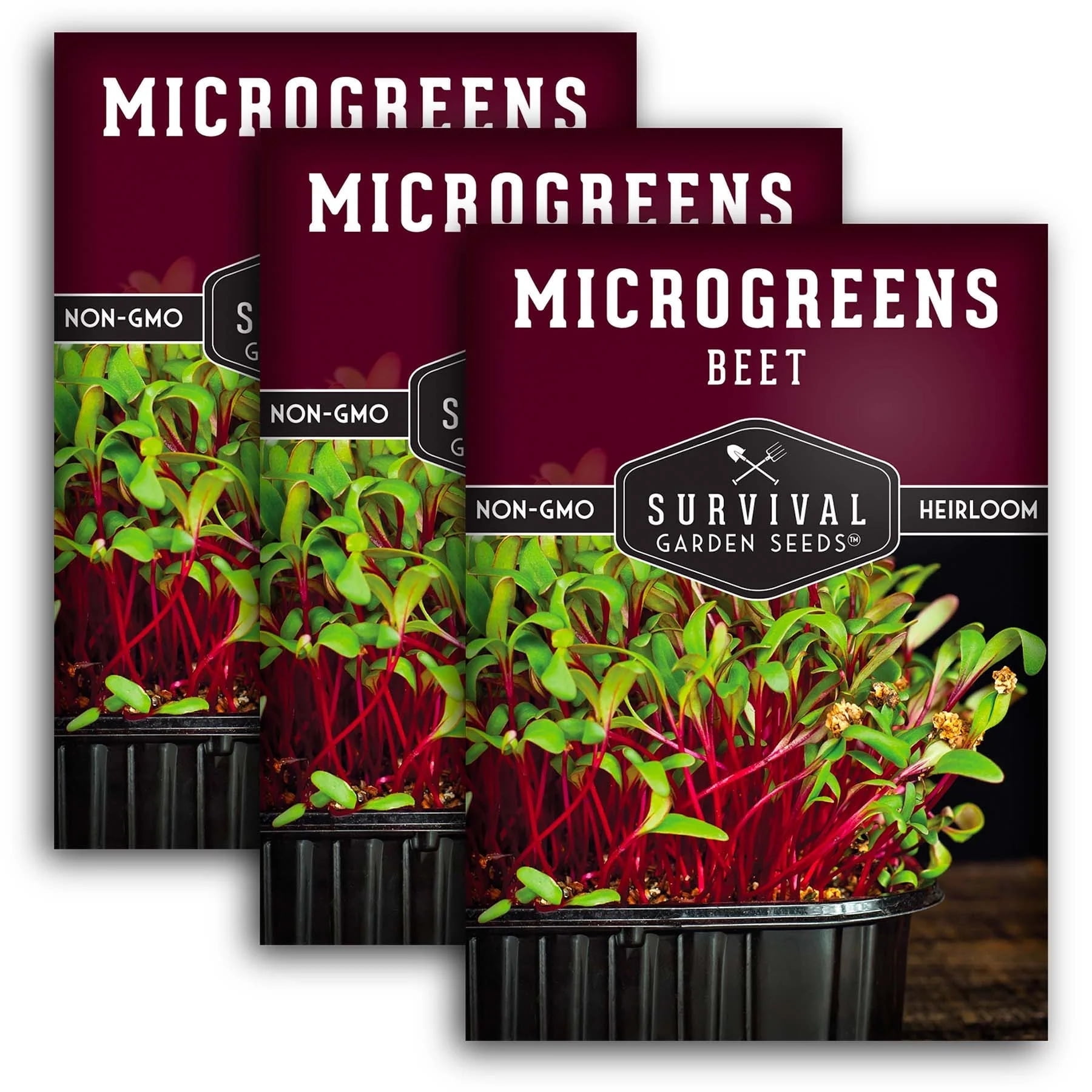 Microbeet 3 Packs Beet Seeds for Microgreens - Non-GMO Heirloom Full Sun Biennial ...