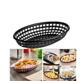 thumbnail image 1 of 3 Packs Black Oval Plastic Fast Food Basket 9 1/4" x 5 3/4" x 1 1/2", 1 of 4