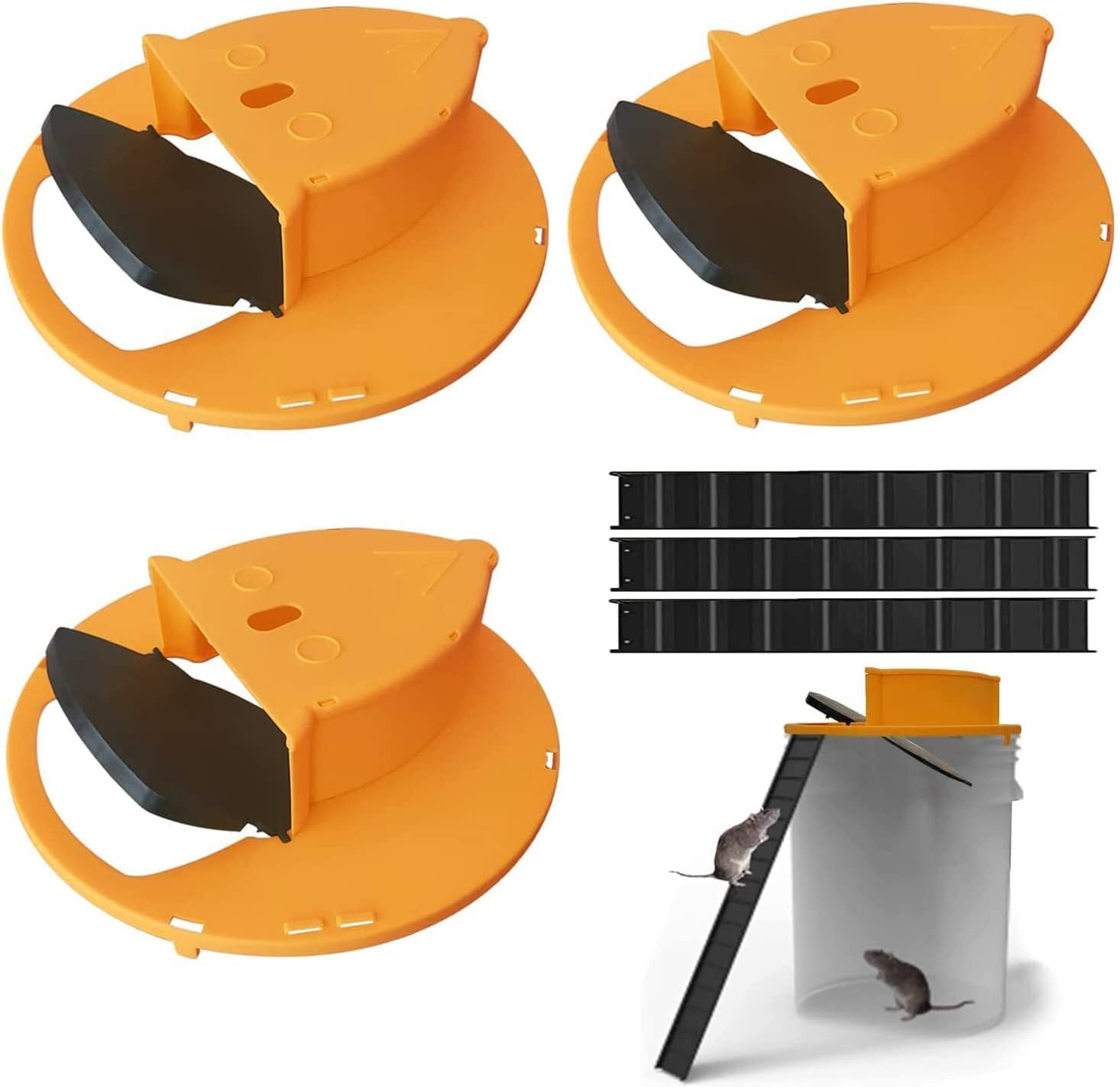3 Packs Bucket Mouse Traps,Mousetrap Slide Bucket Lid, Mouse Catching Tool,Mouse  Trap with Flip Lid Mousetrap Catcher Indoor Outdoor 