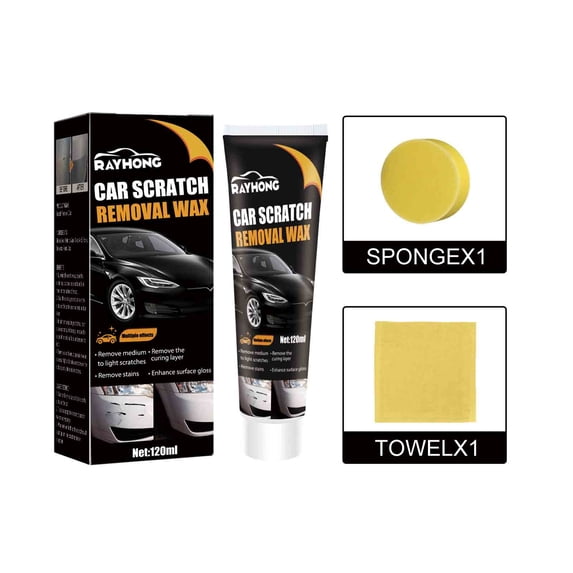 3 Packs Car Scratch Repair Wax Polish Paste - Powerful Paint Scratch Remover for Cars, Quick Fix for Scratches, Car Paint Polishing Compound with Sponge & Sandpaper