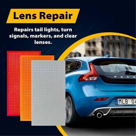 3 Packs Car Tail Light Repair Kit - High Strength Lens Fix Film for Broken Headlights & Turn Signals - DIY Quick Adhesive Solution with Red Amber Clear Panels - Universal Auto Light Restoration