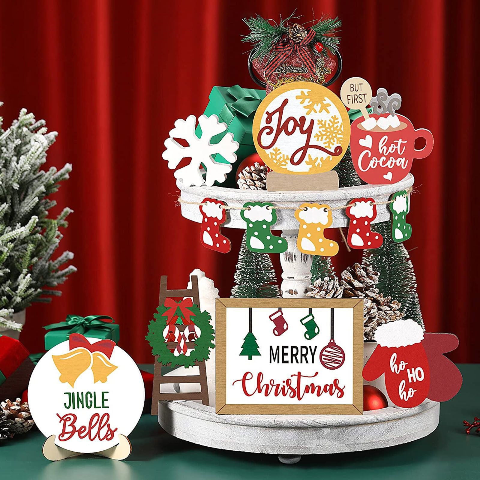 Sign Decor Set 3 Packs Christmas Wooden Signs Decor Set - 7 Rustic Signs & 5 Mini ...