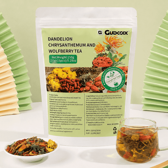 Chrysanthemum Goji Berry Tea,Dandelion Wolfberry Tea, Kidneys & Liver Health, Eight Natural Herbal Ingredients Kidney Tea, Organic Dandelion Root, Goji Berry Chrysanthemum 150g