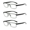 thumbnail image 1 of 3 Packs Classic Style Rectangular Metal Frame Reading Glasses Spring Hinge Readers for Men Women +1.00, 1 of 6