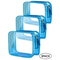thumbnail image 1 of 3 Packs Clear Toiletry Bag, Portable Zipper PVC Cosmetic Pouch, Women Men Travel Essentials Waterproof Travel Toiletry Pouch, Airport Airline Carrying Standards (Blue XL), 1 of 6
