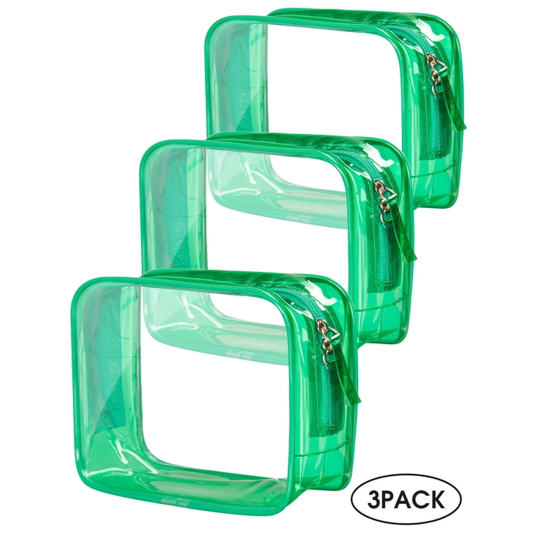 clear travel toiletry bags 3 Packs Clear Toiletry Bag, Portable Zipper PVC Cosmetic Pouch, Women Men Travel Essentials Waterproof Travel Toiletry Pouch, Airport Airline Carrying