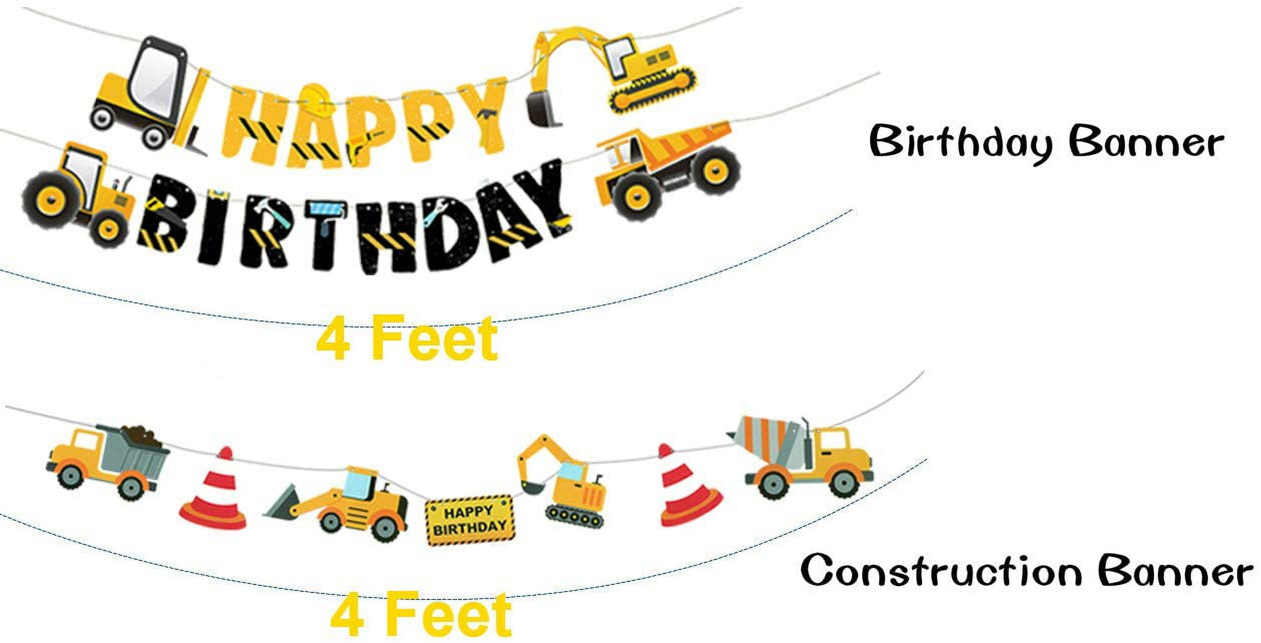 3-Pack Construction Birthday Banner & Garland | Happy Birthday Construction Party Decor | Vehicle Truck Decorations - View #5