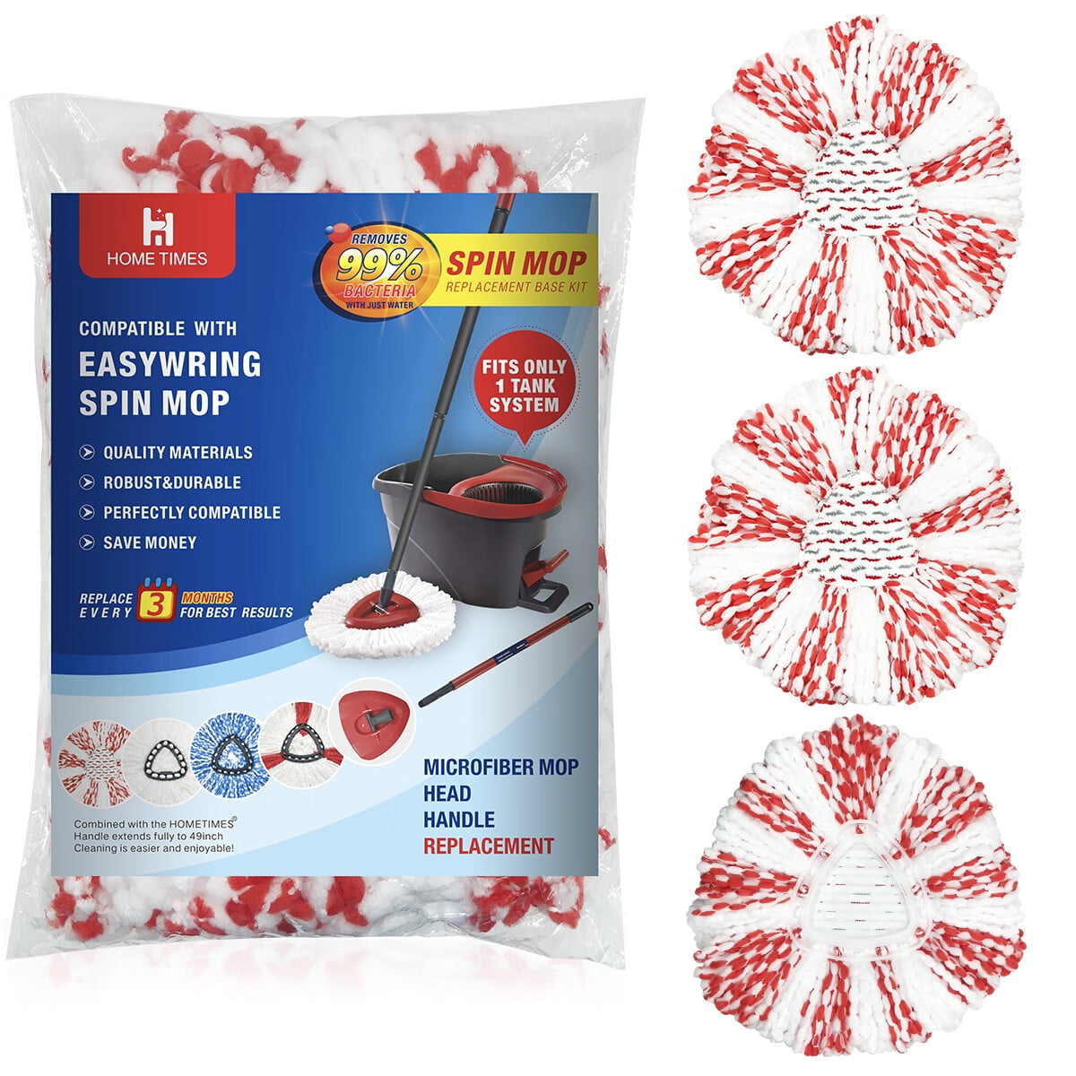 3 Packs Deep Clean Spin Mop Refill Compatible With O Cedar Easy Wring