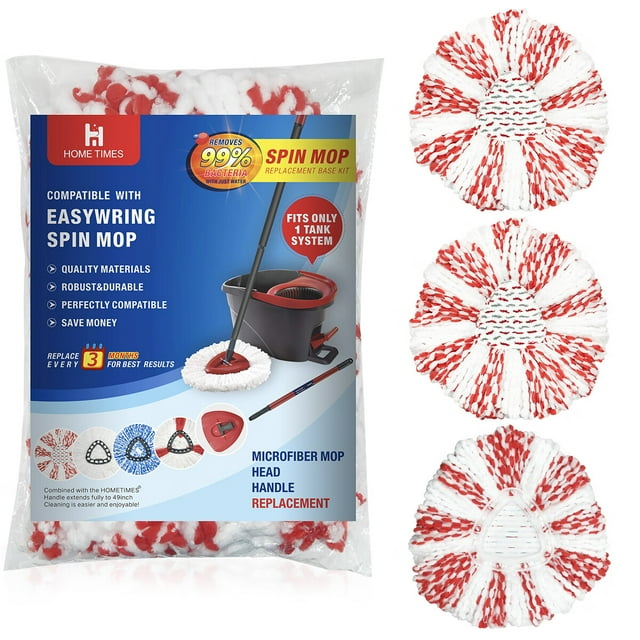 3Pack EasyWring Spin Mop Refills, Deep Clean Microfiber Mop Heads