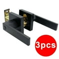 thumbnail image 1 of 3 Packs Door Knob Square Lock Handle Modern Privacy Level Entry Black Zinc Alloy, 1 of 7