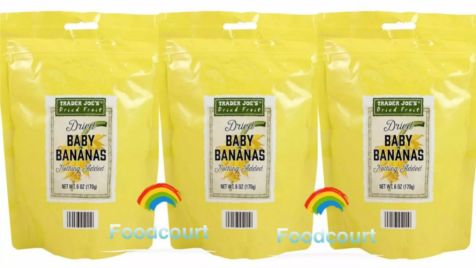 3 Packs Dried Baby Bananas, All Natural 6 oz Each Pack