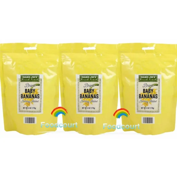 3 Packs Dried Baby Bananas, All Natural 6 oz Each Pack