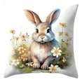 thumbnail image 1 of 3 Packs Easter Bunny Linen Pillow Cover Soft Decorative Throw Pillowcase for Couch Sofa Living Room Home Decor Spring Floral Farmhouse Style 45x45cm, 1 of 7
