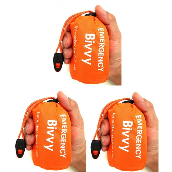 3 Packs Emergency Thermal Sleeping Bag, Survival Bivvy Sacks Blanket With Whistles, Waterproof Lightweight Survival Shelter Blanket Bag Gear For Outdoor Hiking Camping Sport Adventure..