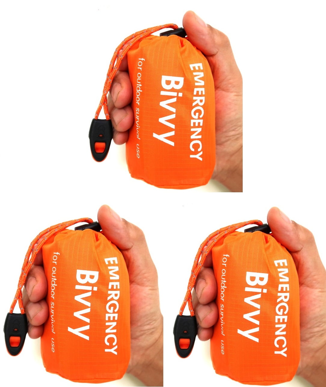 3 Packs Emergency Thermal Sleeping Bag, Survival Bivvy Sacks Blanket With Whistles, Waterproof