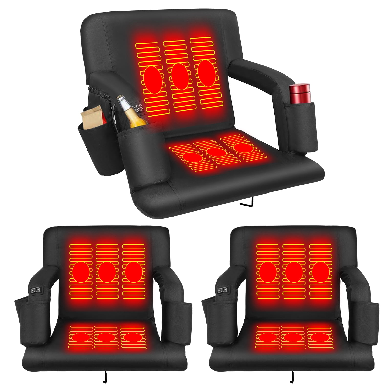 3 Packs Extra Wide Double Heated Stadium Seating for Bleachers, 6