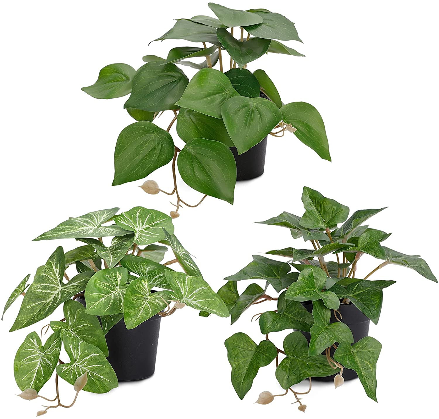 3 Packs Fake Plants, Small Artificial Plants with Plastic Pots, Fake Potted Desk Plants for Office Home Shelf Decor Indoor Outdoor