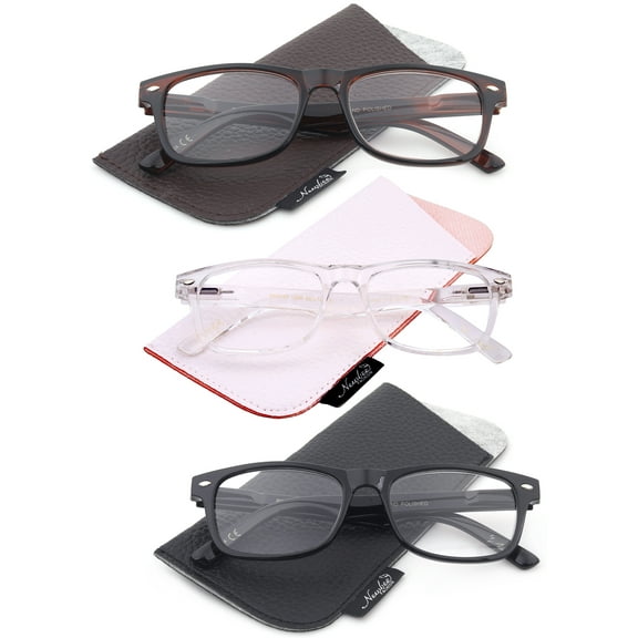 3 Packs Fashion Rectangular Vintage Multi Colors Reading glasses for Women for Men, Reading Glasses + 1.00