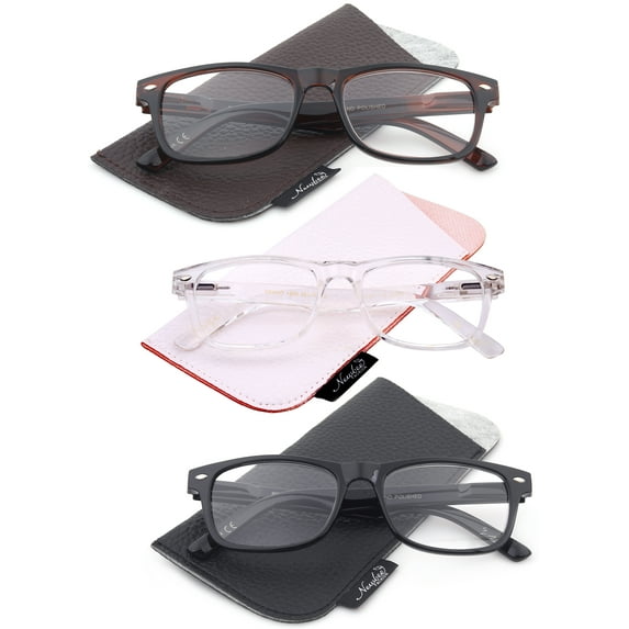 3 Packs Fashion Rectangular Vintage Multi Colors Reading glasses for Women for Men, Reading Glasses + 1.75