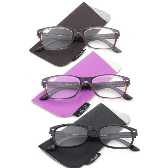 3 Packs Fashion Vintage Multi Colors Reading glasses for Women, Reading Glasses + 3.00