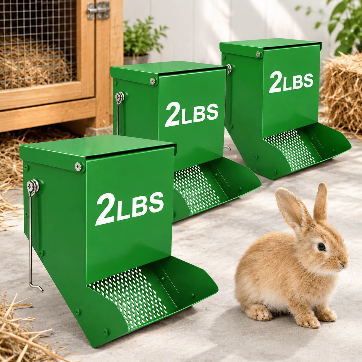 3 Packs Feeder Rabbit Metal Smalll With Lid & Bottom 4.7 Inch 2 Lbs ...