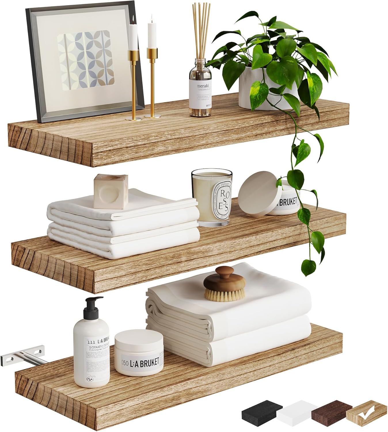 3 Packs Floating Shelves for Room Wall Bathroom Bath Shower Toilet ...