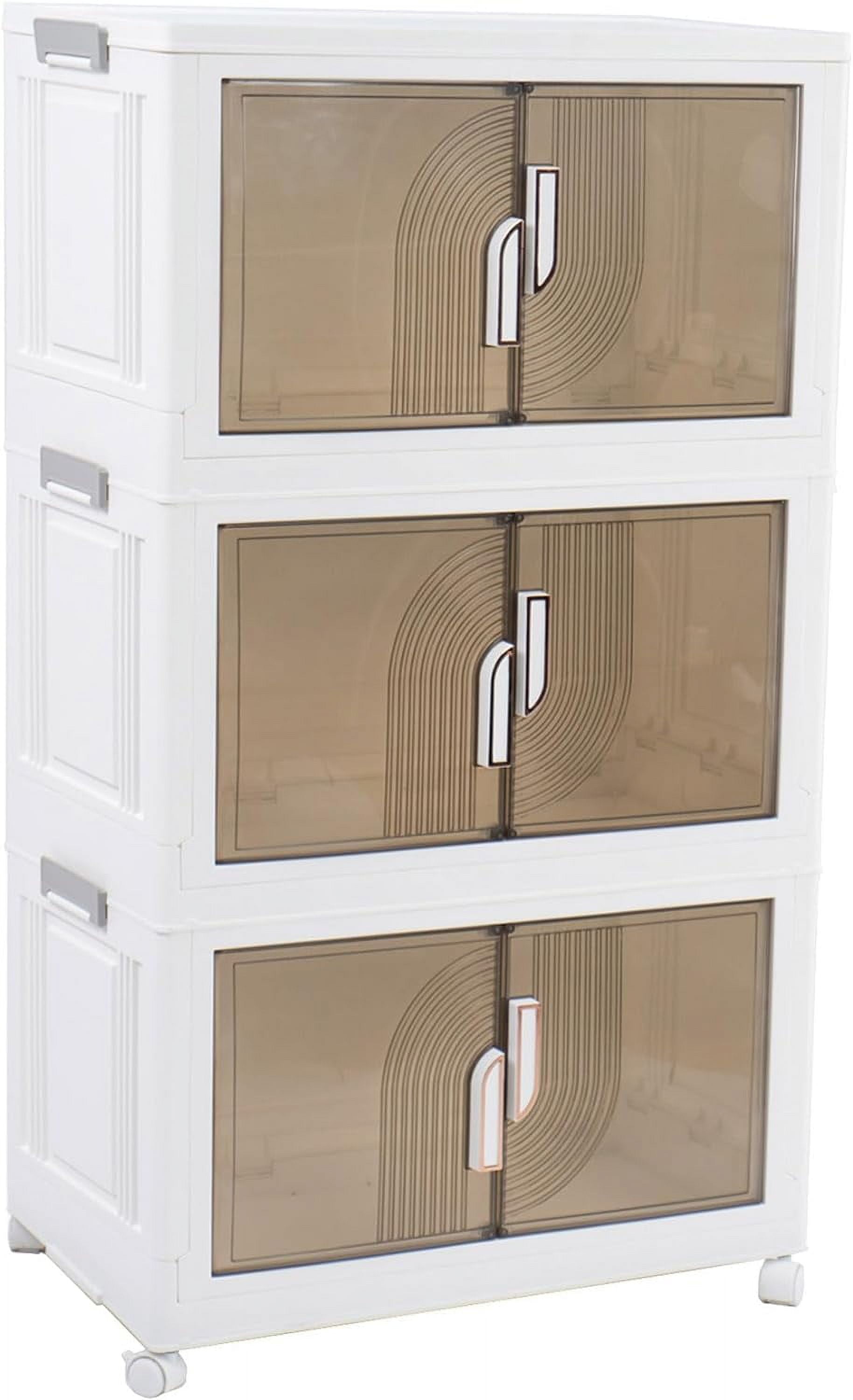 3 Packs Foldable Storage Bins with Lids, Stackable Storage Bins with