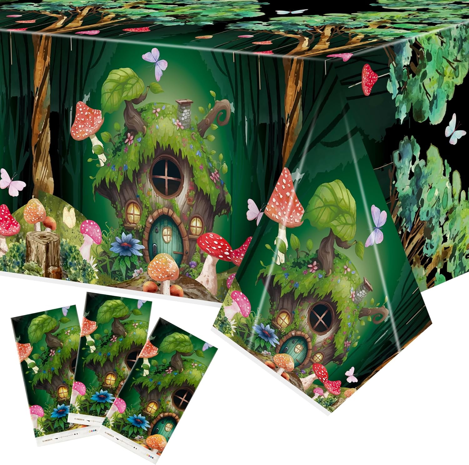 3 Packs Forest Theme Fairy House Tablecloth Decorations, Cute Mushroom ...