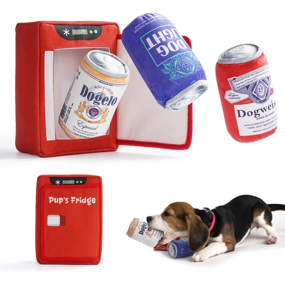3 Packs Funny with a Fridge, Interactive and Seek Pet Supplies for Small Medium Large Breeds, Squeaky Crinkle Plush Stuffed , Christmas Stocking Stuffers