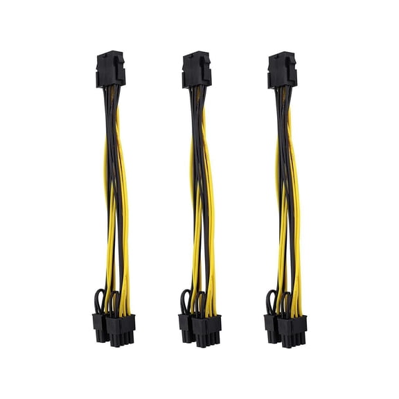 3 Packs GPU VGA PCIe 8 Pin Female to Dual 8 Pin (6+2) Male PCI Express Adapter Splitter Power Cable 9 inch