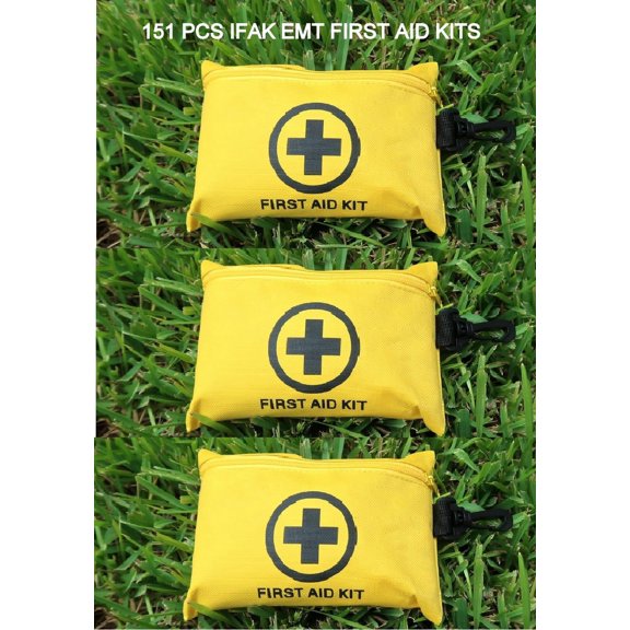 3 Packs Galaxy 151 Pcs First Aid Kits Small For Survival Emergency Medical School Office Home Hunting Camping Hiking Fishing Outdoor IFAK EMT Yellow Bag