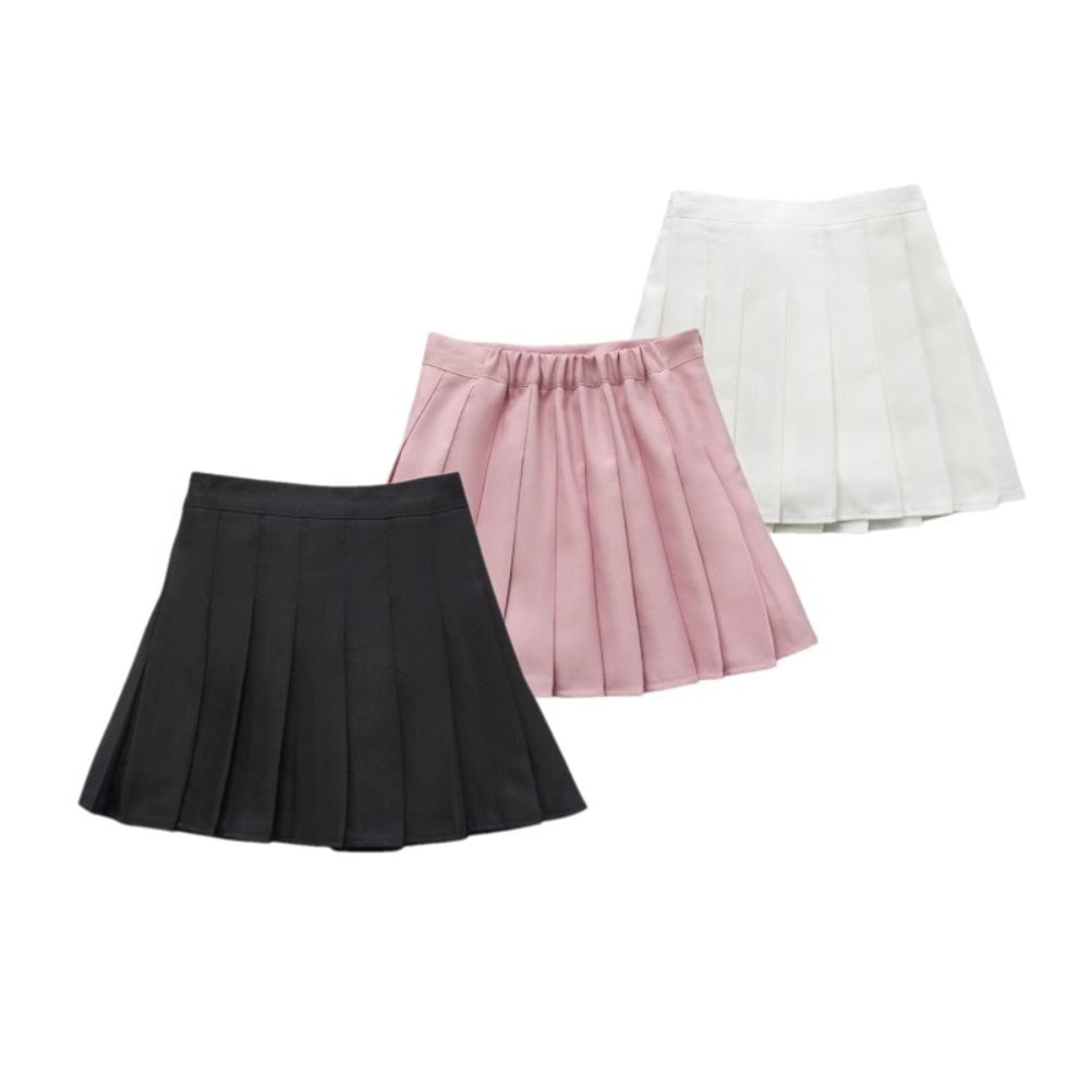 3 Packs Girls Solid Pleated Skirts with Shorts Lining, Uccdo 3-11Y ...