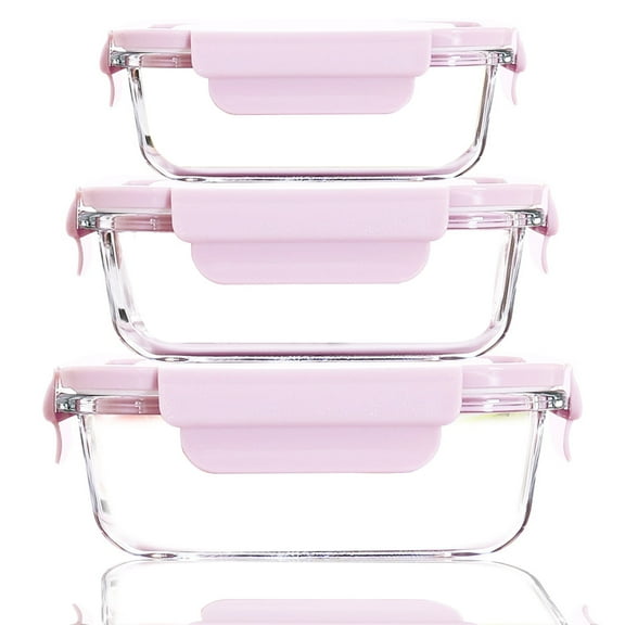 3 Packs Glass Meal Prep Containers Set, Glass Food Storage Containers with Lids for Meal Prep and Leftovers