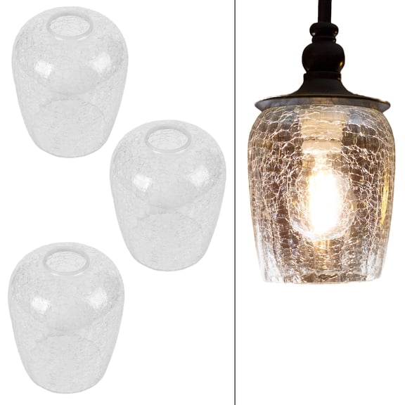 3 Packs Glass shade replacement, crackle globe style for Light fixture upgrade replacement