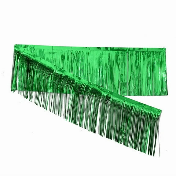 3 Packs Green Fringe Tinsel Garlands, Green Foil Banners Hanging Streamers Background for Birthday, Theme Party,Parade Float Decor, Graduation,Wedding,Retirement 11.8 in x 6.6 ft