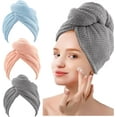 3 Packs Hair Towel Hair Turbans for Wet Hair, Drying Hair Wrap Towels for Curly Hair Women Anti