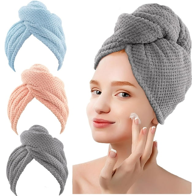 3 Packs Hair Towel Hair Turbans for Wet Hair, Drying Hair Wrap Towels
