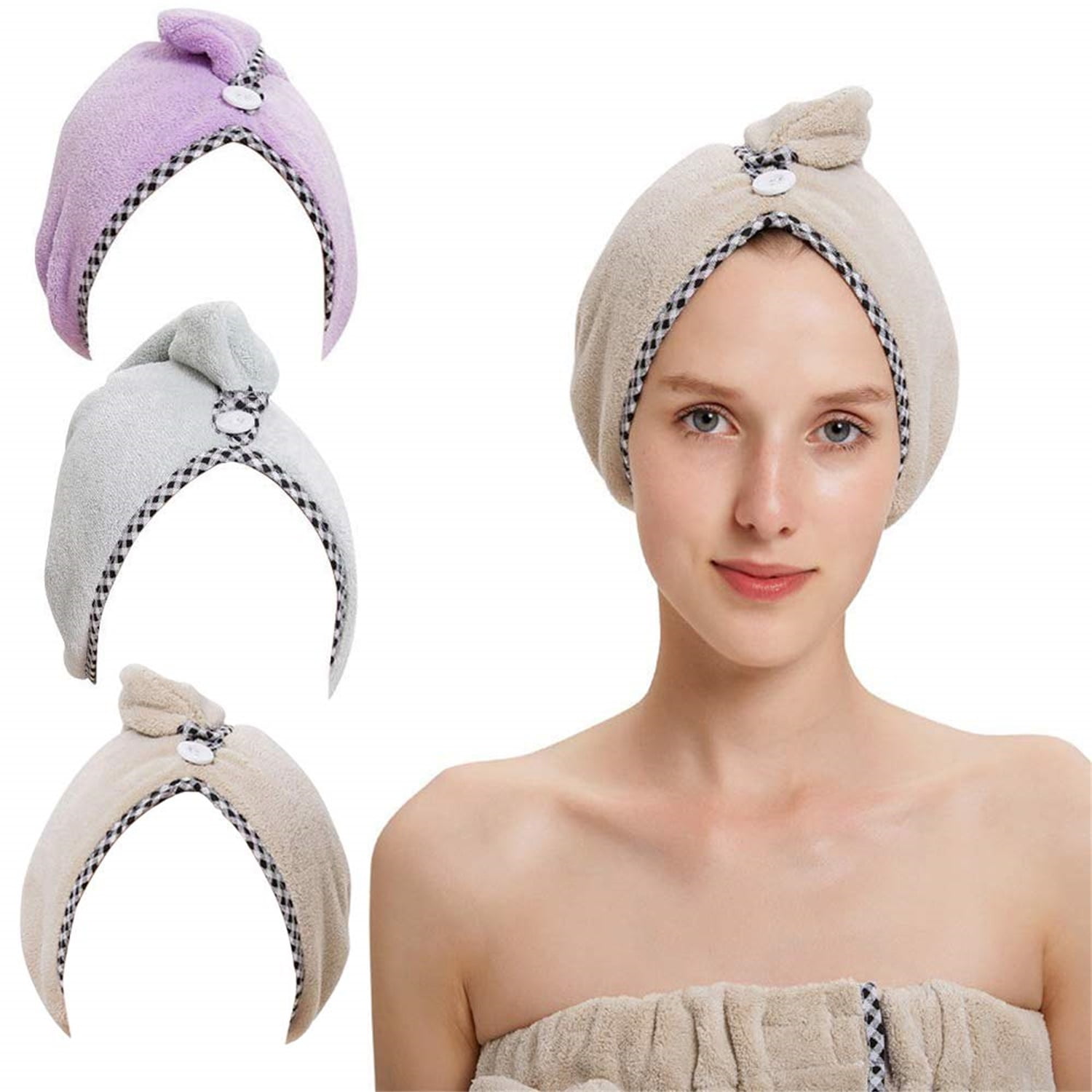 3 Packs Hair Towel, Super Absorbent Hair Drying Towel Turban for Women