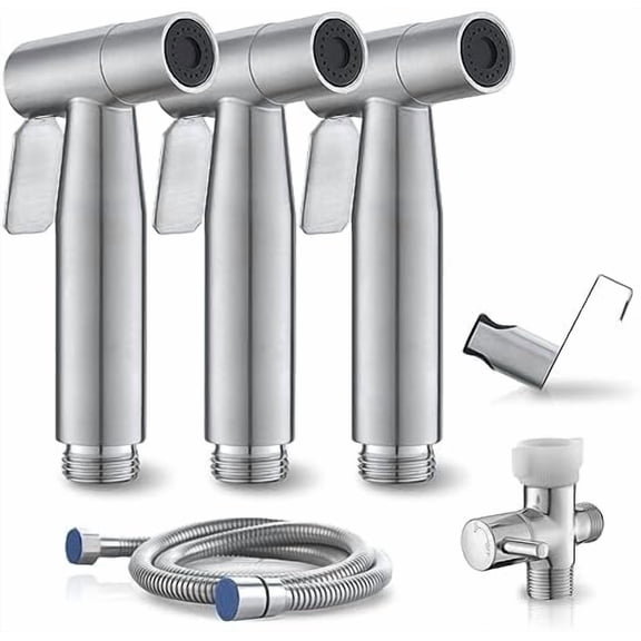3 Packs Handheld Bidet Sprayer for Toilet, Hand Sprayer Bidet with Adjustable Jet Spray for Toilet Bidet Handheld Cloth Diaper Sprayer Set Muslim Shower for Bathroom