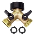 thumbnail image 1 of 3 Packs Heavy Duty 2 Way Brass Y Hose Splitter Connector for Garden Bath Kitchen 3/4 Inch Water Outlet with Washers, 1 of 6