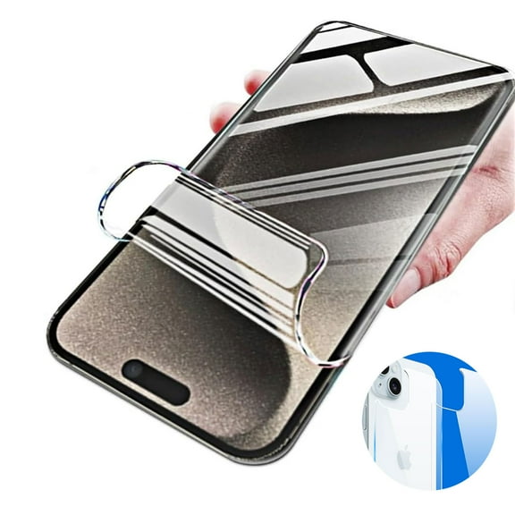 3 Packs High Sensitivity Hydrogel Film Screen Protector for iPhone 15 Plus, Soft Transparent Protective Screen Protector Front Film and Back Film, Anti-Fingerprint Anti-Scratch, Clear