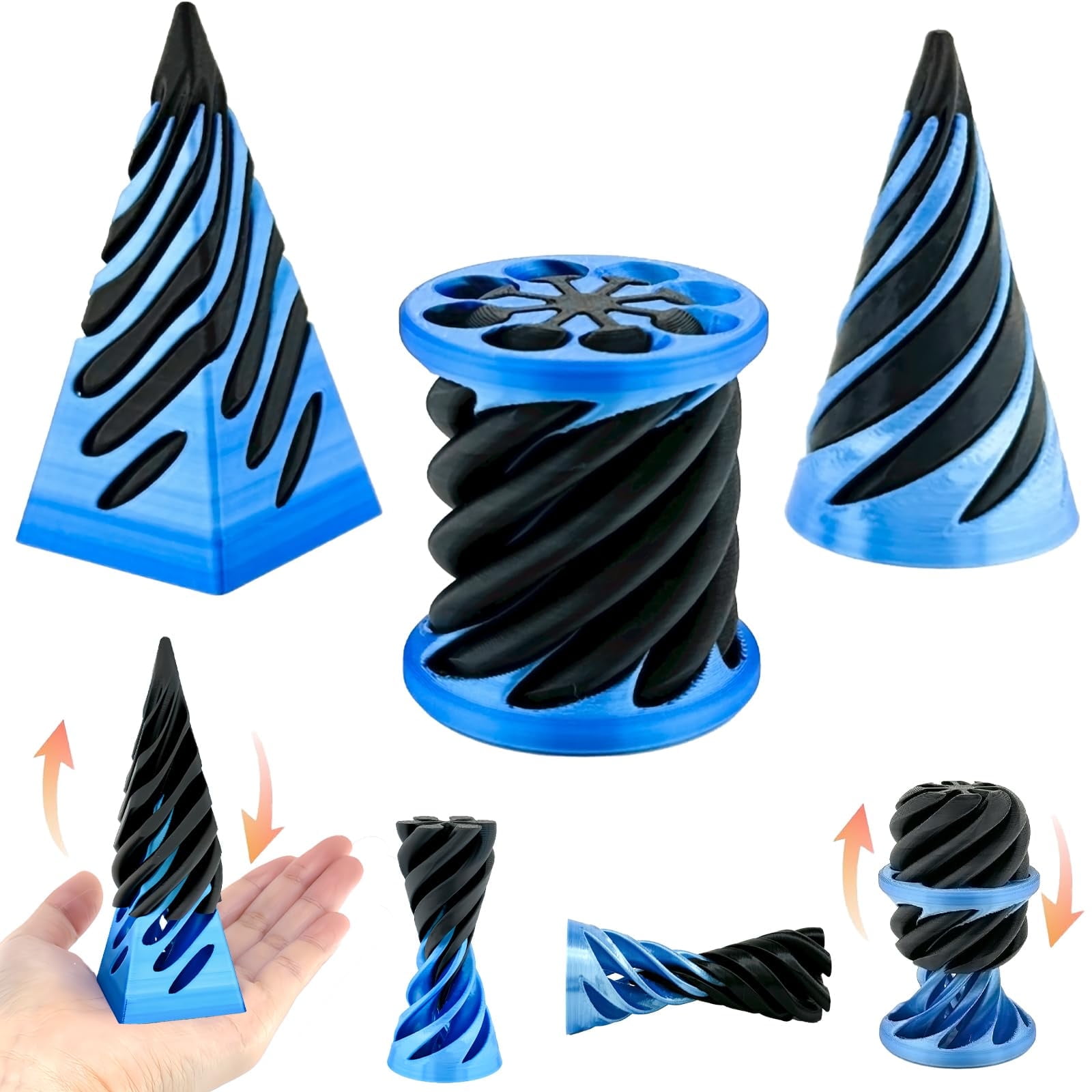 Triangular Pyramid Fidget Sensory Fidget Toys Spiral Cone Fidget 3Pcs Impossible Pyramid Fidget ...